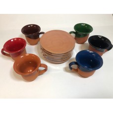 12 Piece Clay Tea Cups & Saucer Set