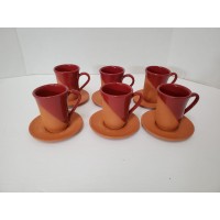 Clay Tea Cups & Saucers (12 Pieces) (PSH574).