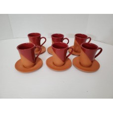 Clay Tea Cups & Saucers (12 Pieces) (PSH574).