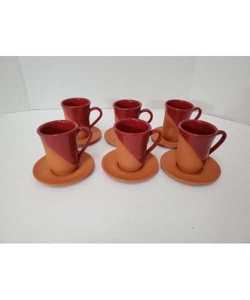 Clay Tea Cups & Saucers (12 Pieces) (PSH574).