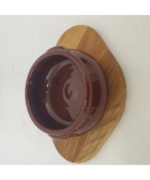 Clay Casserole Dish W/Bamboo Tray - 11cm