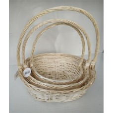 Oval Natural Colored Wicker Basket - 3 Piece Set
