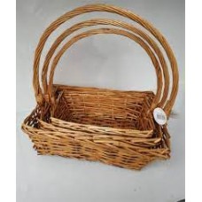 Rectangle Honey Colored Wicker Baskets - 3 Piece Set