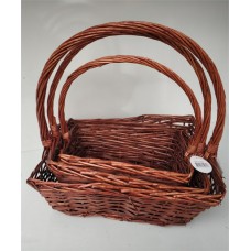 Rectangle Brown Colored Wicker Baskets - 3 Piece Set