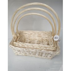 Rectangle Natural Colored Wicker Baskets - 3 Piece Set
