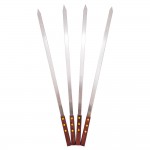 Stainless Steel BBQ Skewers W/Wood Handle (60x1.5)(set of 4)