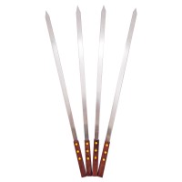 Stainless Steel BBQ Skewers W/Wood Handle (60x1.5)(set of 4)