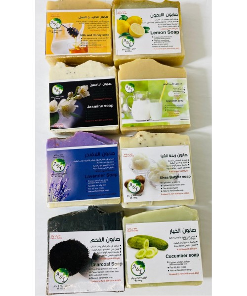 Natural Hand Made Soap Assortment of 32 (Lavender, Milk & Honey, Cucumber, Goat's Milk, Jasmine, Charcoal, Lemon, Shea Butter) (100 g)