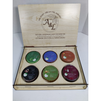 Hand Made Glycerin Soap in Wooden Gift Box Assortment of 6 (Mint, Lavender, Argan, French Perfumes, Green Tea & Lemon, Musk Rose) (Se #3)