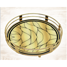 Round Serving Tray W/Abstract Design