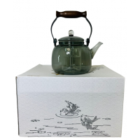 Glass Tea Pot w/Filter & Wood Handle - (13-7)