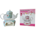 Glass Tea Pot Set W/ Ceramic Filter & Candle Warmer - (17-1)