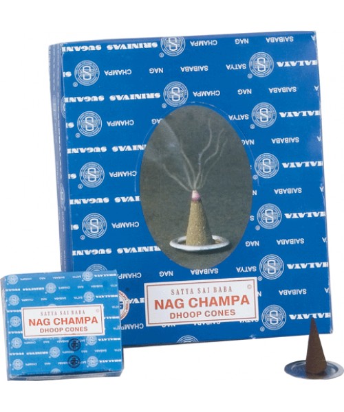 Incense - Satya Nag Champa Dhoop Cones (Box of 12).