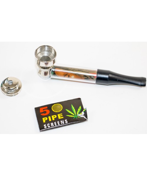 Metal Pipe with Plastic Mouth Piece & 5 Screens - Display Of 12