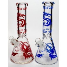Water Pipe - 14" Blue & Red Dragon
