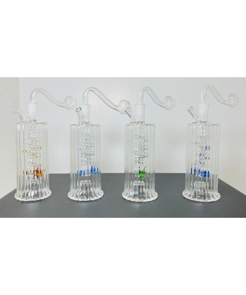 Water Pipe - 5" Spiral Oil w/Percolator & Glowing Light (SGP-003)