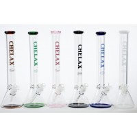 Water Pipe - 18" Chelax 7 mm W/Colored Bottom & Mouthpiece