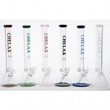 Water Pipe - 18" Chelax 7 mm W/Colored Bottom & Mouthpiece