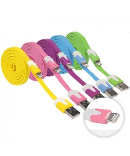 Flat USB Cable For Iphone 5/5S/5C/6 - Eclipse