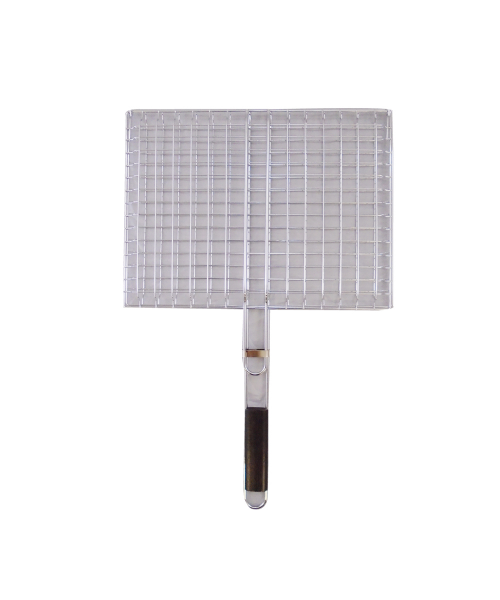 Grill Net With Wood Handle (30 CM x 30 CM)